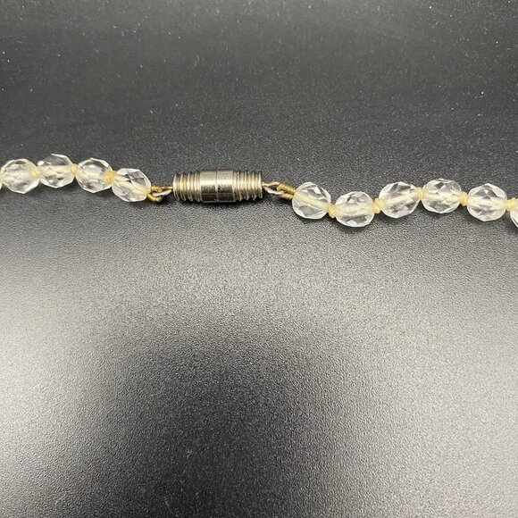 Vtg Necklace Faceted Crystals Graduated Beads 20" Hand Knotted 20" Cord Barrel - Picture 6 of 12